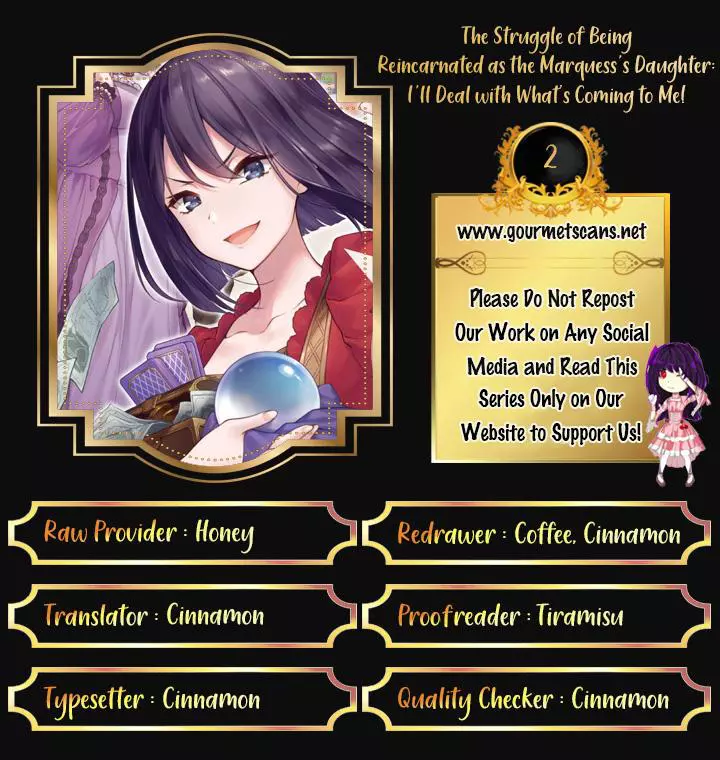 The Struggle of Being Reincarnated as the Marquess's Daughter: I'll Deal with What’s Coming to Me! - Chapter 2 - Page 1